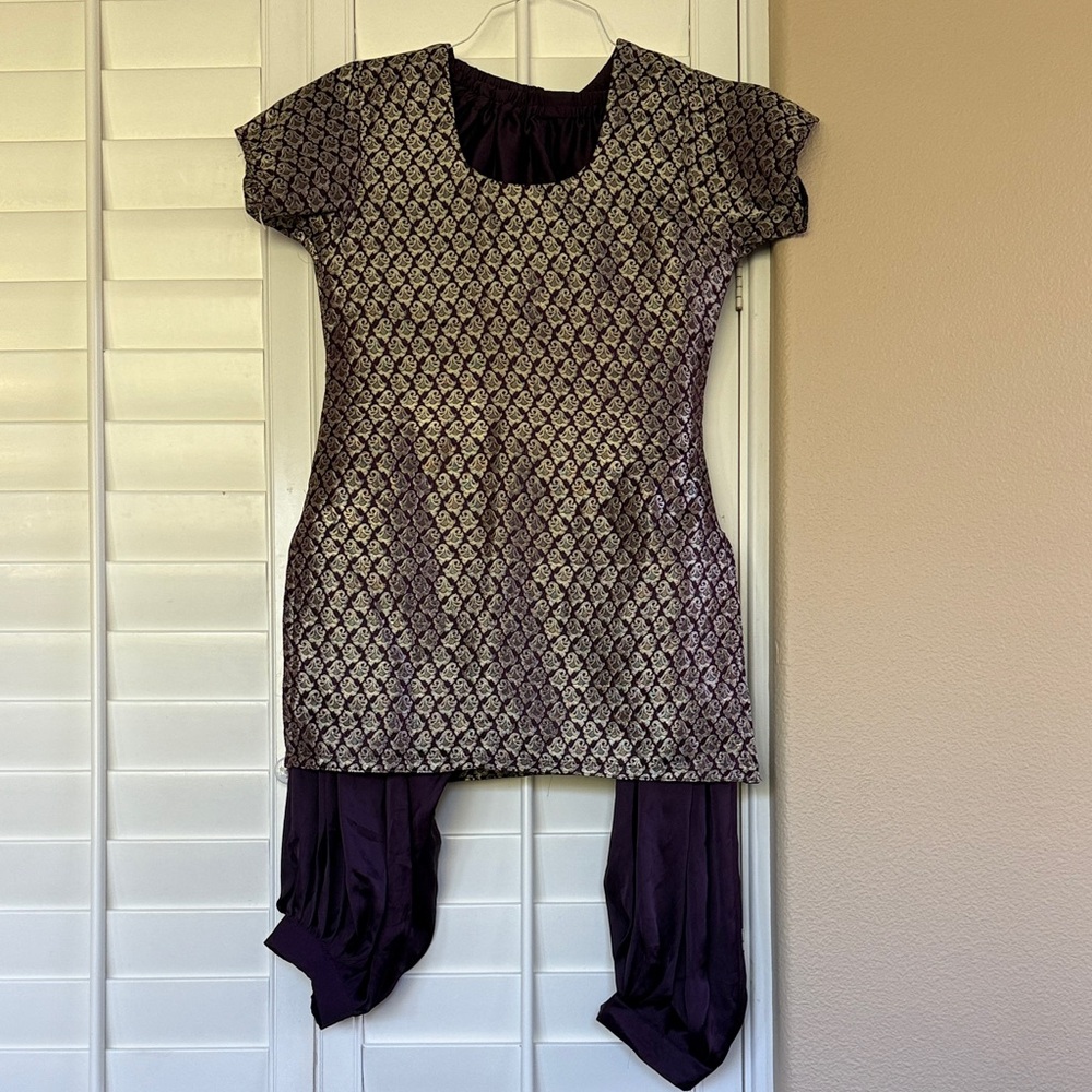Chic Purple Patterned Women's Kurta